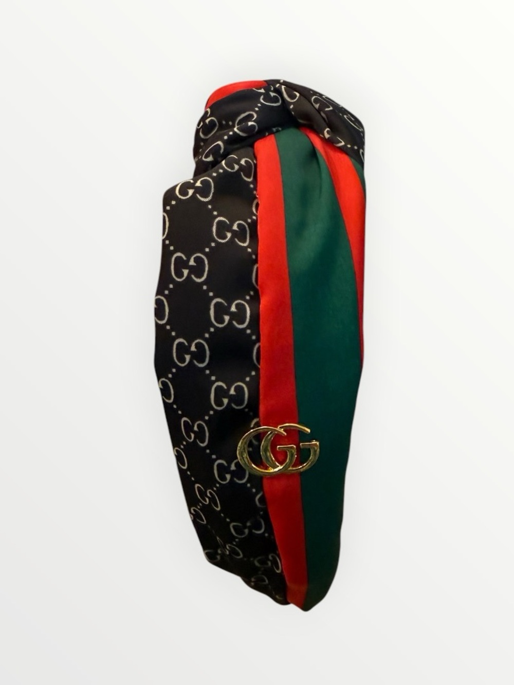 NWOT Source Unknown Black Headband with Red and Green Stripes and Gold Accent